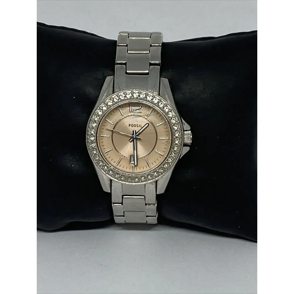 Fossil ES3378 Women's Silver Stainless Steel Gold Analog Dial Quartz Watch CM636